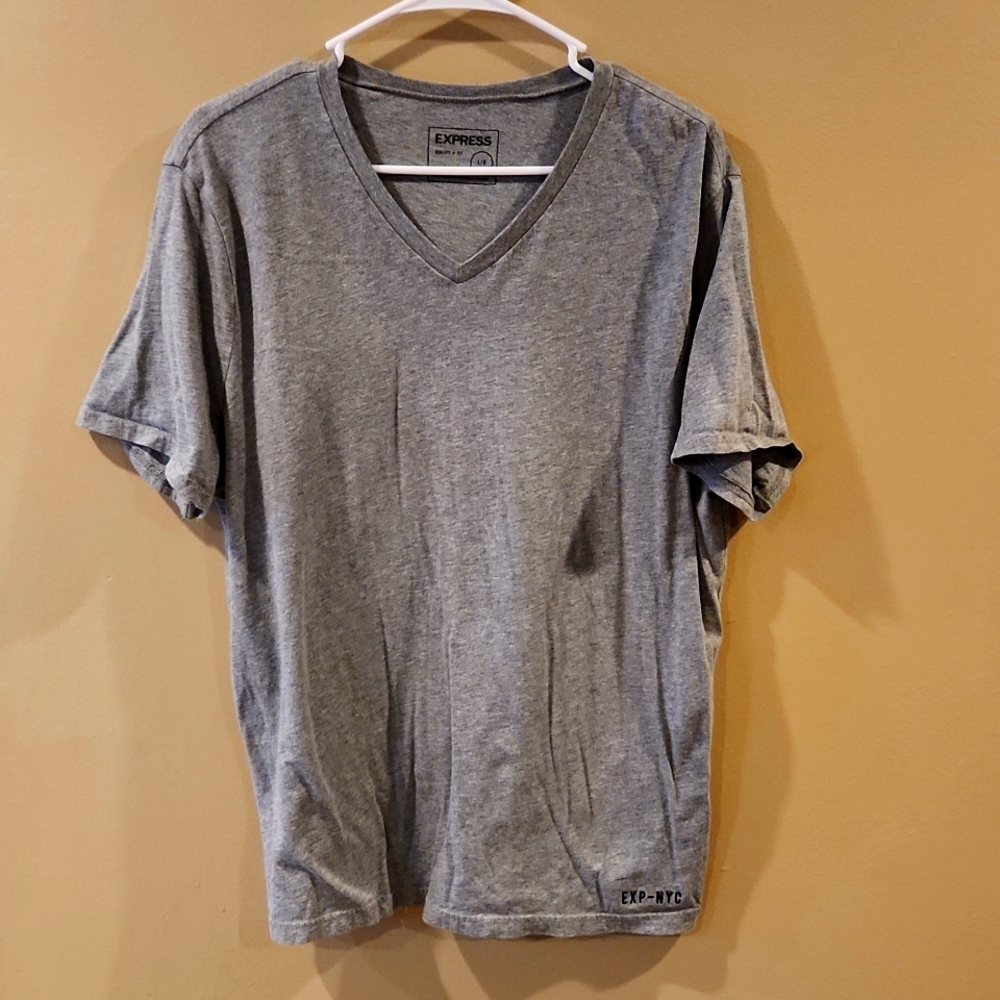 Men's Express Gray V-Neck T-Shirt Size Large